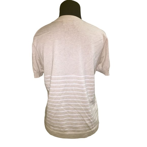 Womens Pure Collection Size 8/10 Short Sleeved Button up Striped Cardigan - Picture 5 of 5